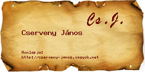 Cserveny János névjegykártya