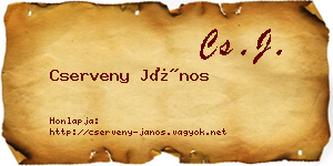 Cserveny János névjegykártya